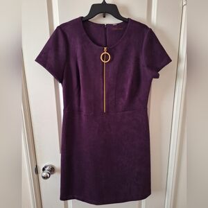 Calvin Klein Suede Short Sleeve A-line Dress